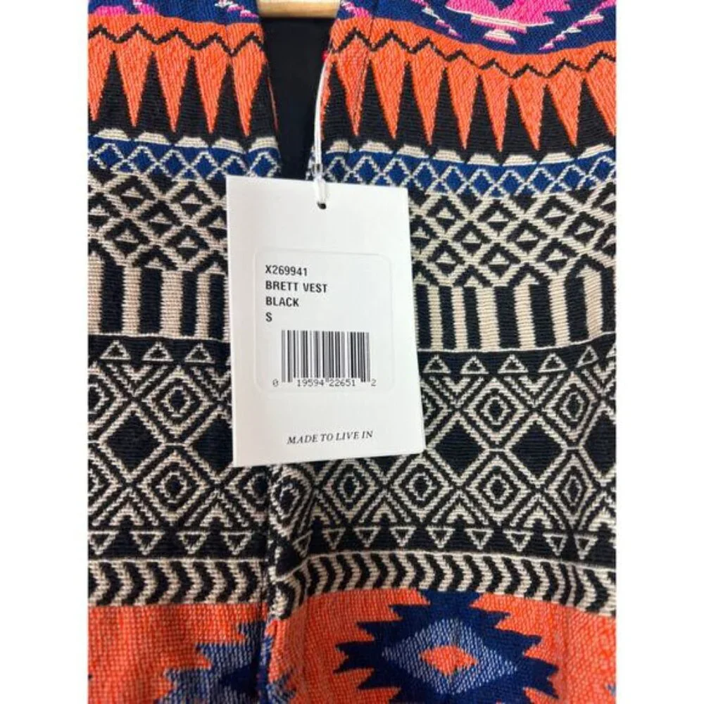 NWT Xirena Brett Quilted Lining Belted Black Multicolor Vest Size: Small - Picture 6 of 10